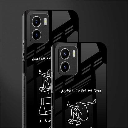 sick skateboarder black doodle back phone cover | glass case for vivo y72