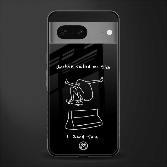 sick skateboarder black doodle back phone cover | glass case for google pixel 7