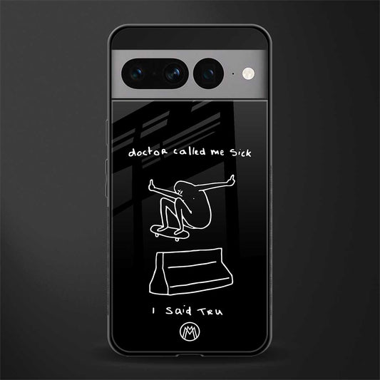 sick skateboarder black doodle back phone cover | glass case for google pixel 7 pro