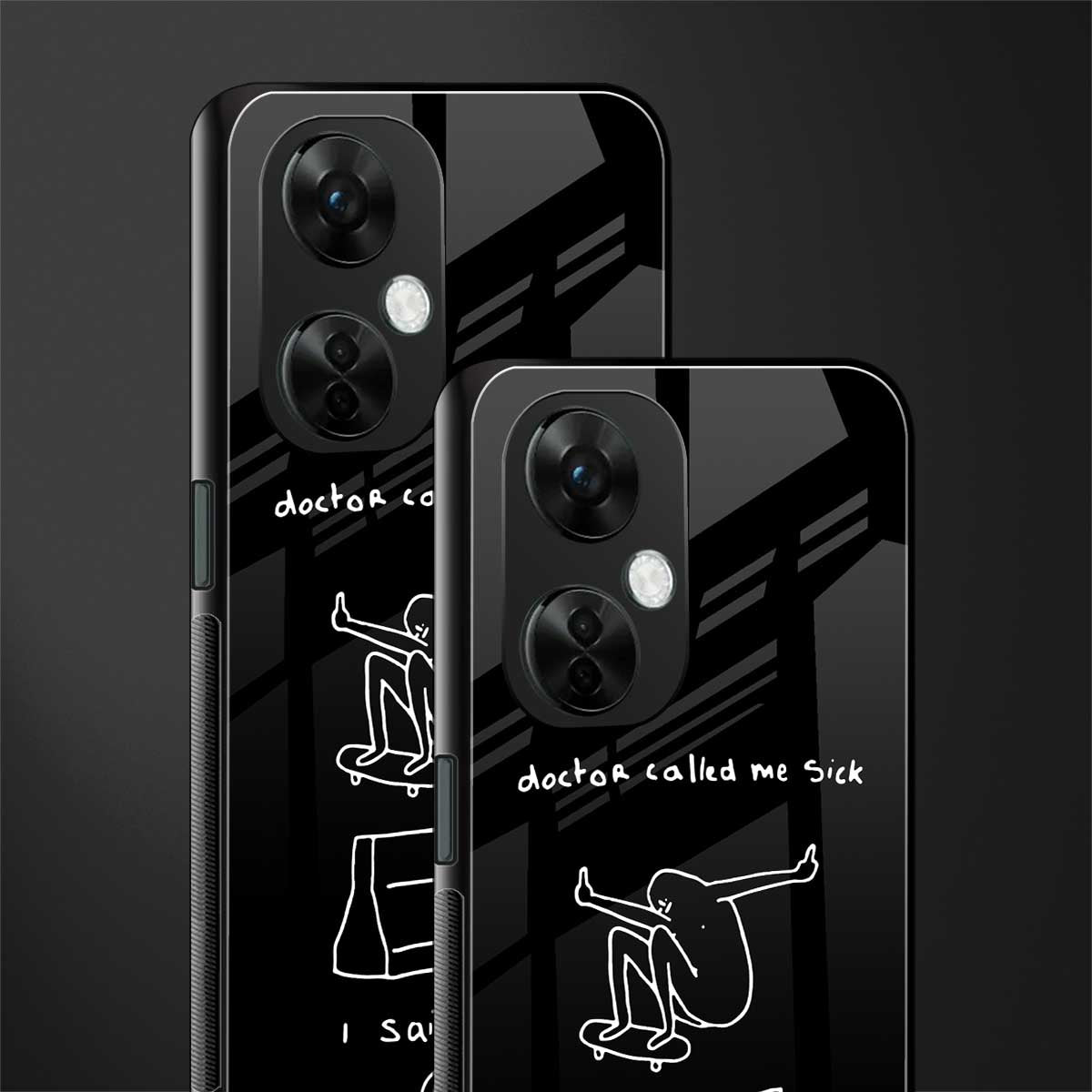 sick skateboarder black doodle back phone cover | glass case for oneplus nord ce 3 lite