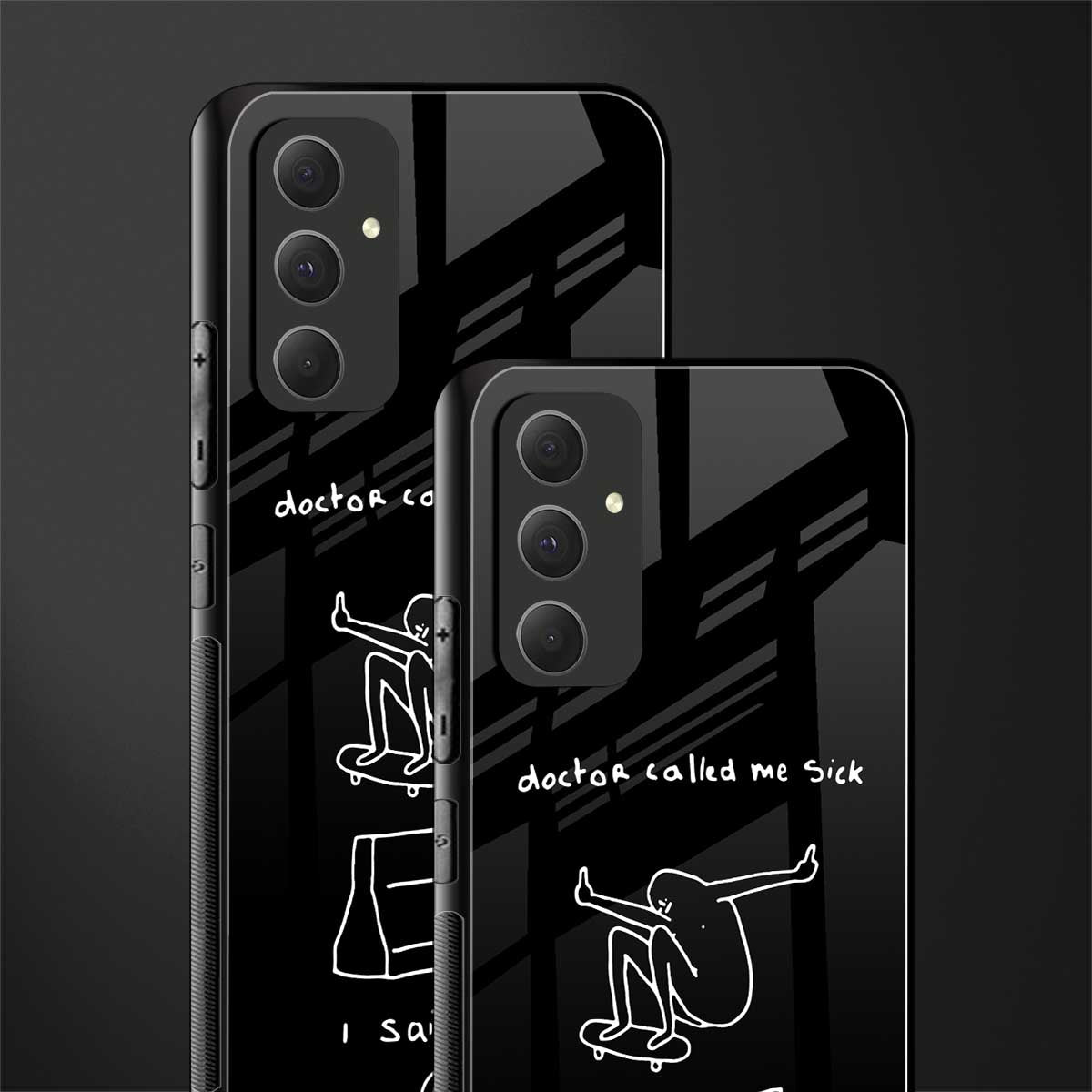 sick skateboarder black doodle back phone cover | glass case for samsung galaxy a54 5g