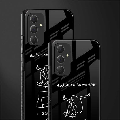 sick skateboarder black doodle back phone cover | glass case for samsung galaxy a54 5g