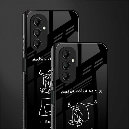 sick skateboarder black doodle back phone cover | glass case for samsung galaxy a14 5g