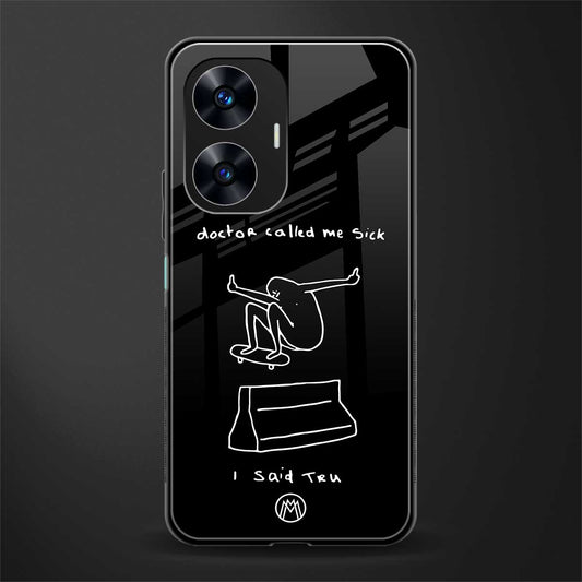 sick skateboarder black doodle back phone cover | glass case for realme c55