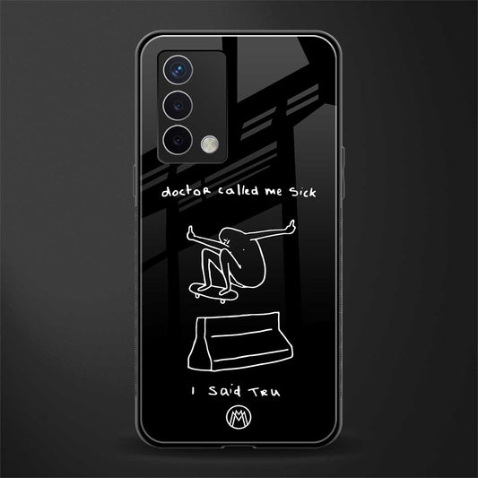 sick skateboarder black doodle back phone cover | glass case for oppo a74 4g