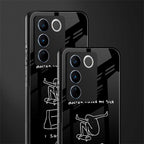 sick skateboarder black doodle back phone cover | glass case for vivo v27 pro 5g