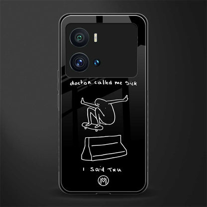 sick skateboarder black doodle back phone cover | glass case for iQOO 9 Pro