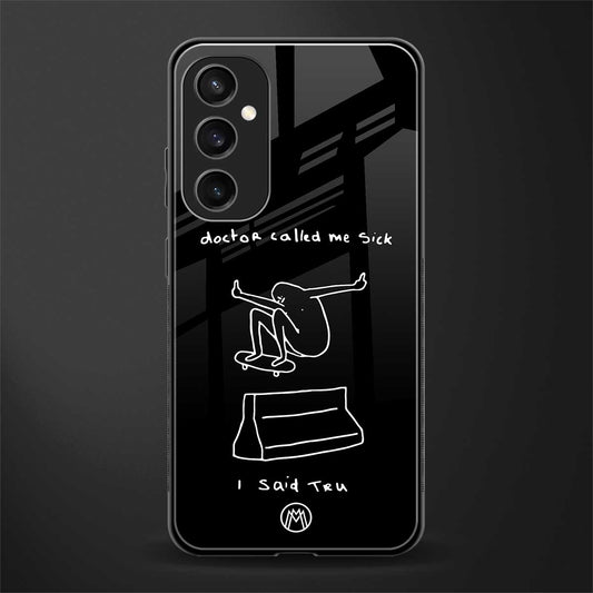 sick skateboarder black doodle back phone cover | glass case for samsung galaxy s23 fe 5g