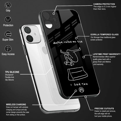 sick skateboarder black doodle back phone cover | glass case for vivo v27 pro 5g