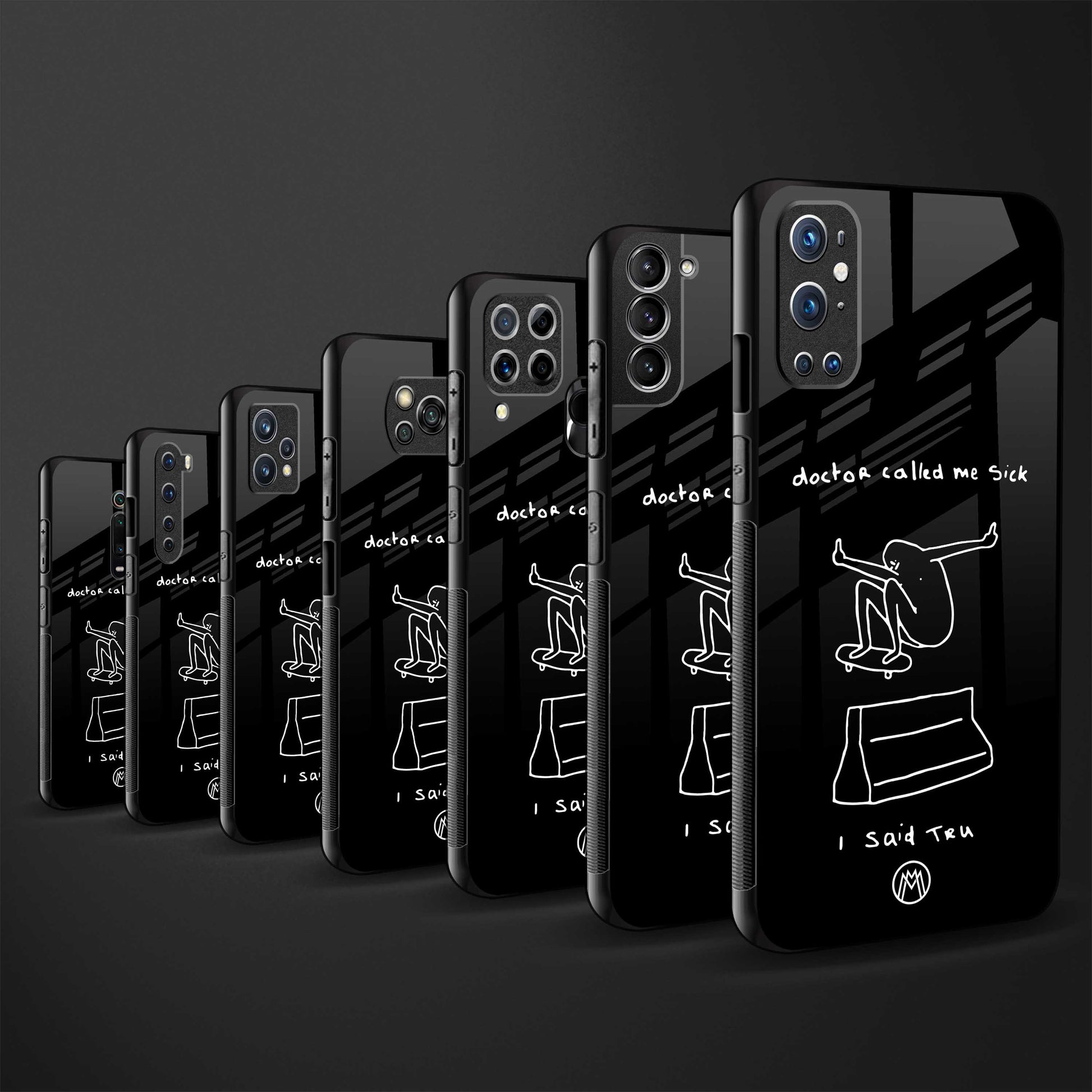 sick skateboarder black doodle back phone cover | glass case for realme 11 pro 5g