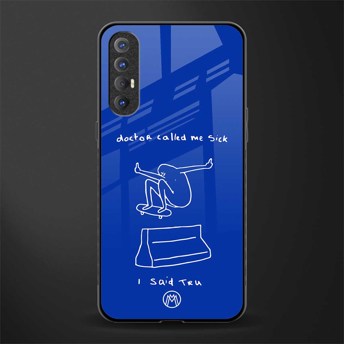 sick skateboarder blue doodle glass case for oppo reno 3 pro image