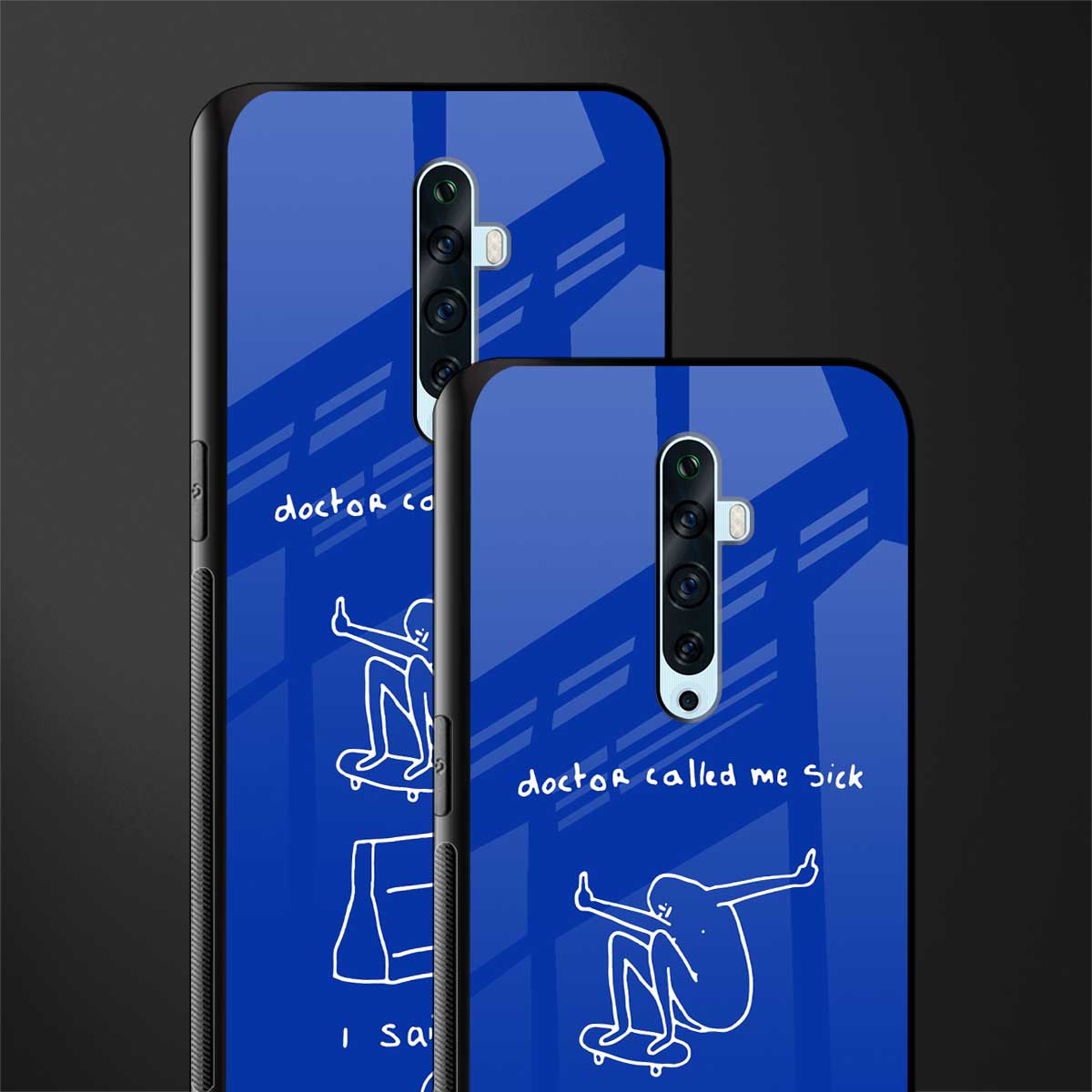 sick skateboarder blue doodle glass case for oppo reno 2z image-2