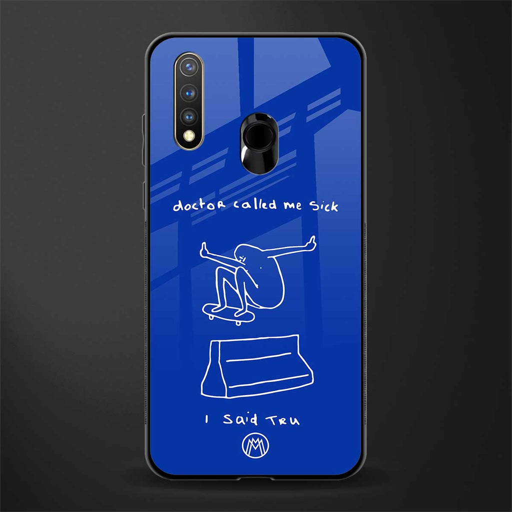 sick skateboarder blue doodle glass case for vivo u20 image