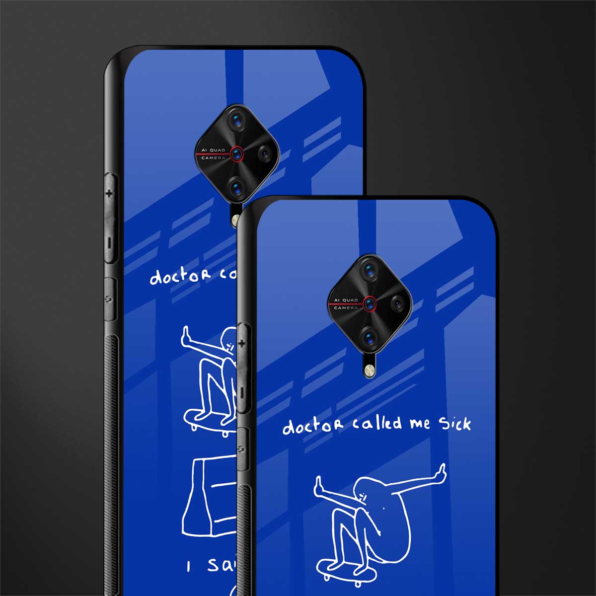 sick skateboarder blue doodle glass case for vivo s1 pro image-2
