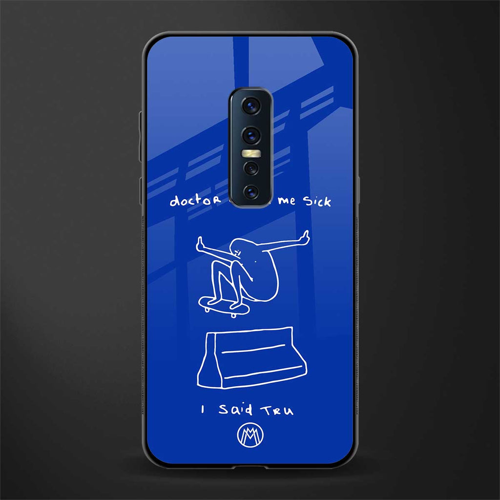 sick skateboarder blue doodle glass case for vivo v17 pro image