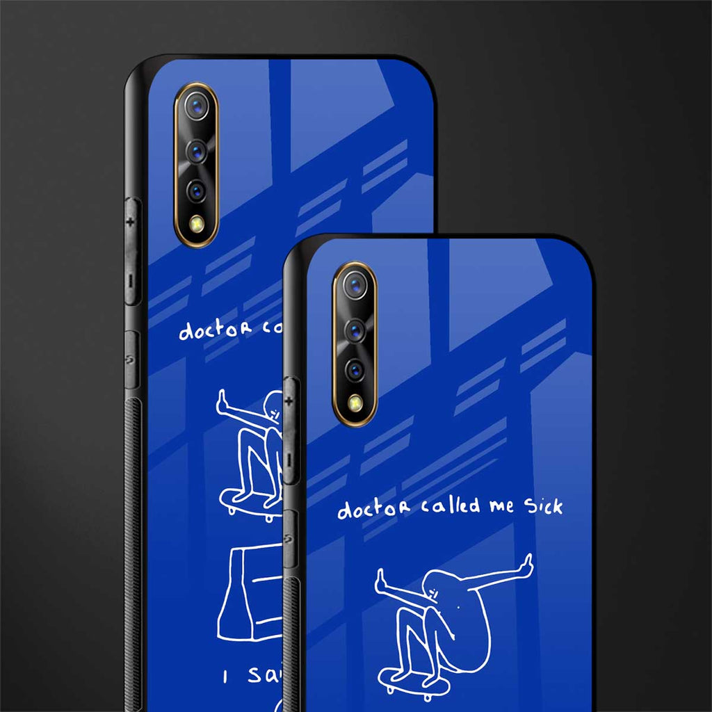 sick skateboarder blue doodle glass case for vivo s1 image-2