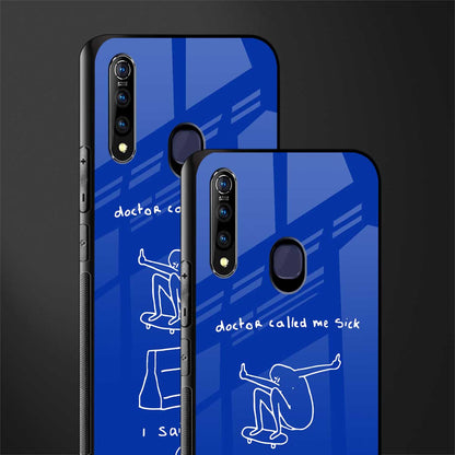 sick skateboarder blue doodle glass case for vivo z1 pro image-2