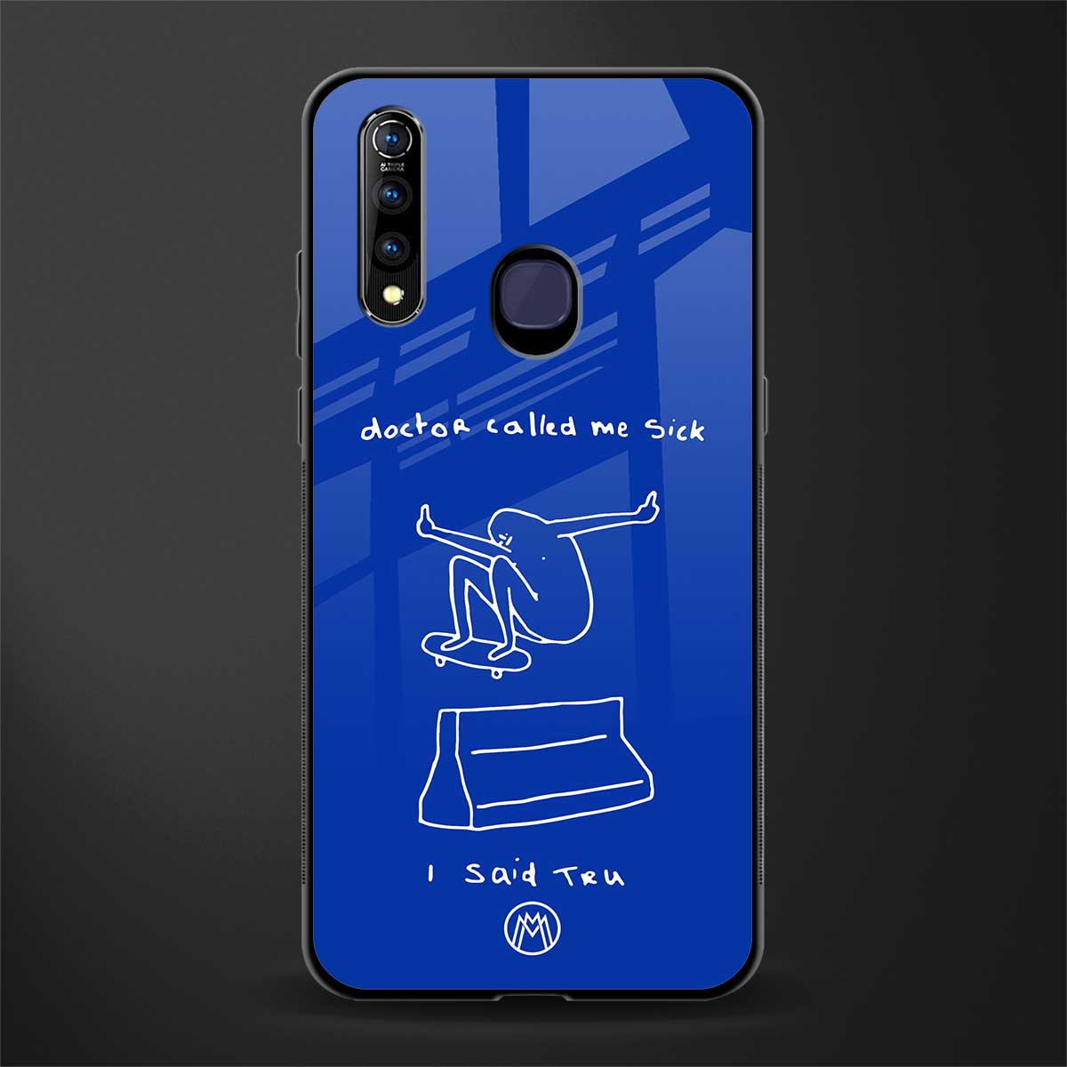 sick skateboarder blue doodle glass case for vivo z1 pro image
