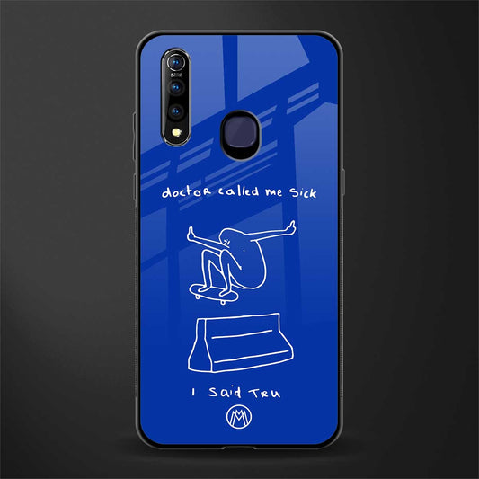 sick skateboarder blue doodle glass case for vivo z1 pro image