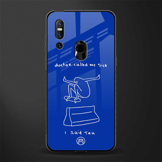 sick skateboarder blue doodle glass case for vivo v15 image
