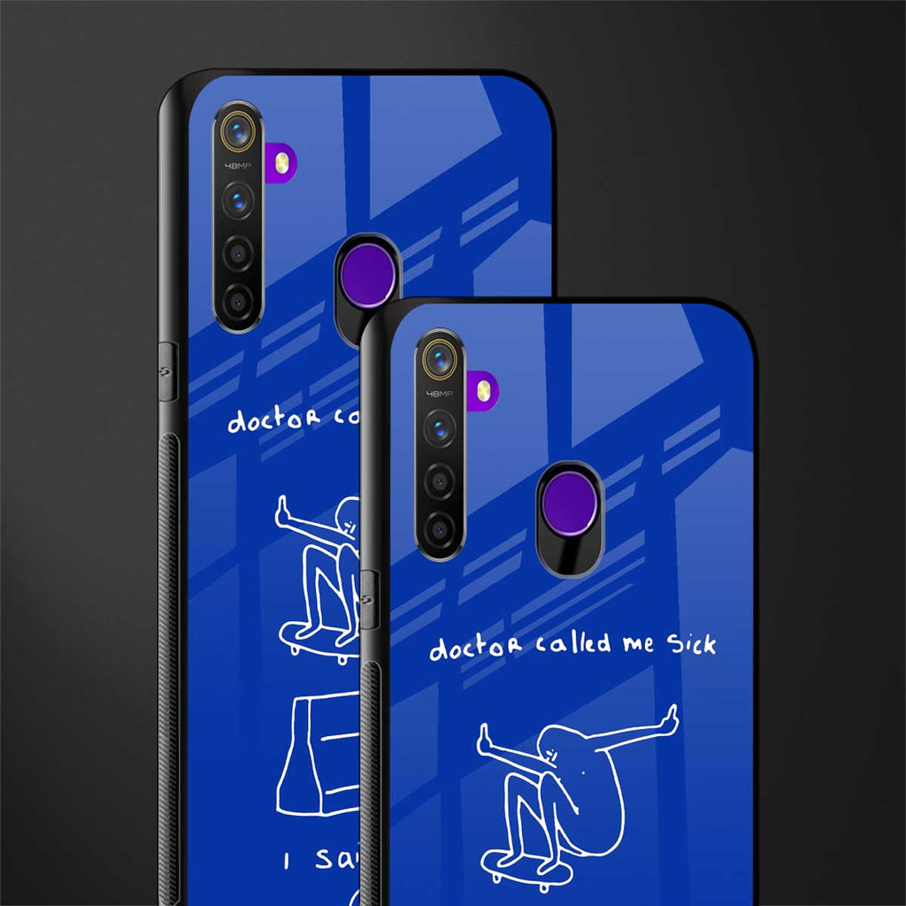 sick skateboarder blue doodle glass case for realme 5i image-2