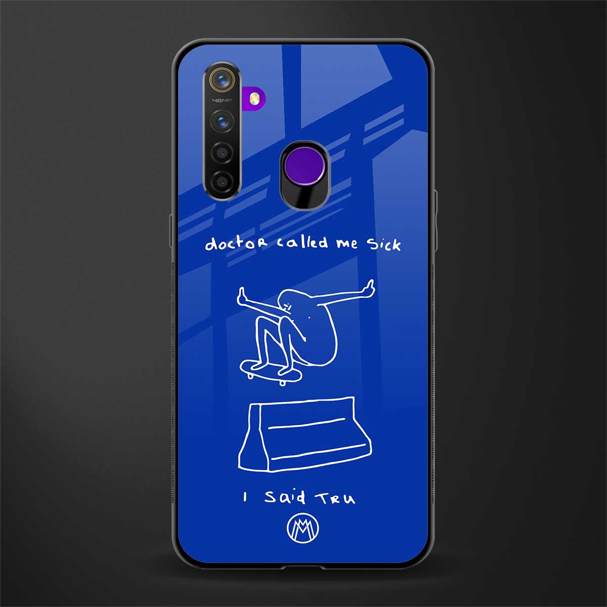 sick skateboarder blue doodle glass case for realme 5i image