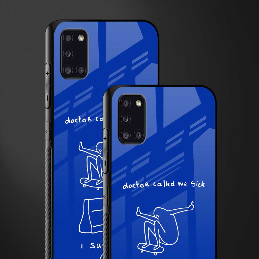 sick skateboarder blue doodle glass case for samsung galaxy a31 image-2