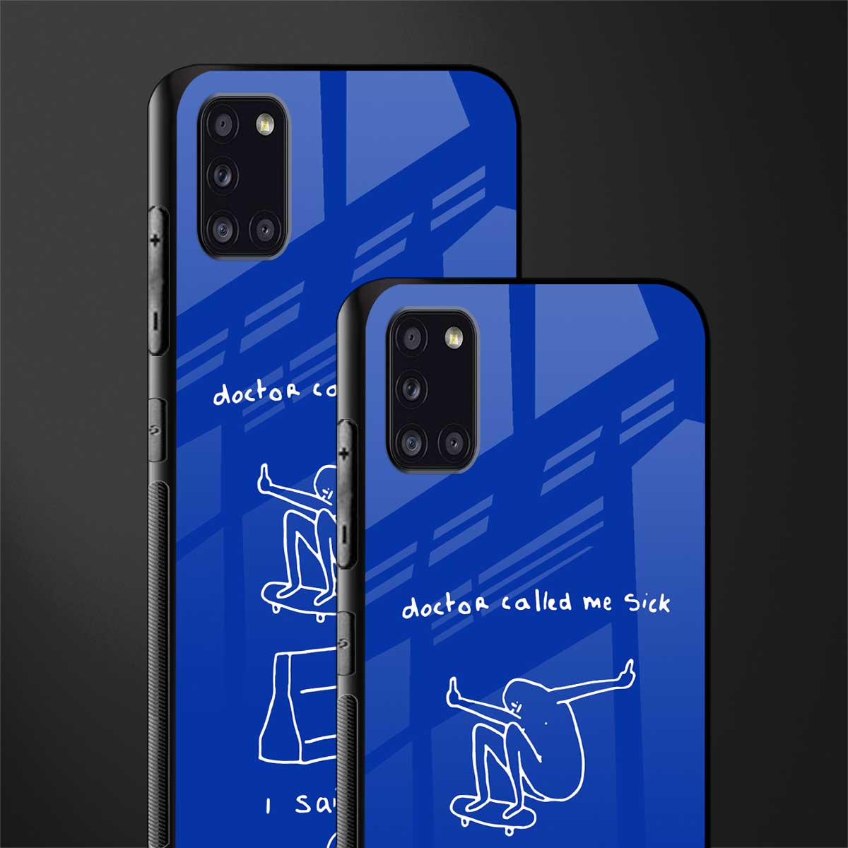 sick skateboarder blue doodle glass case for samsung galaxy a31 image-2