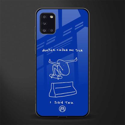 sick skateboarder blue doodle glass case for samsung galaxy a31 image