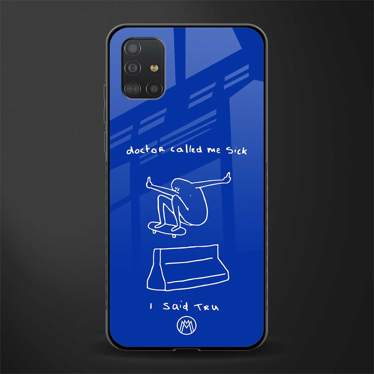 sick skateboarder blue doodle glass case for samsung galaxy a51 image