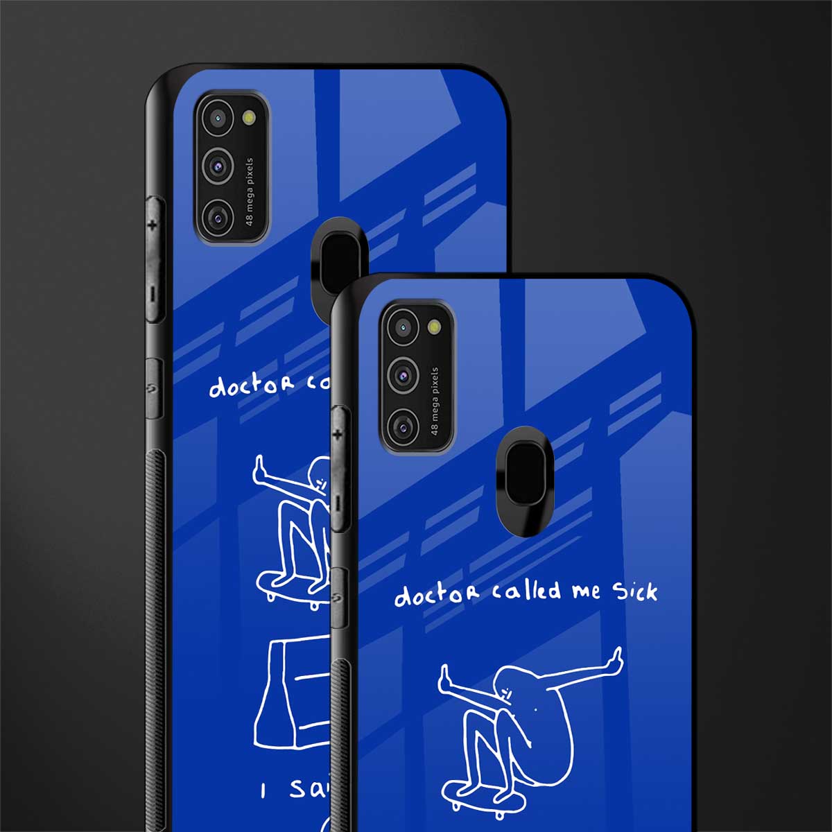 sick skateboarder blue doodle glass case for samsung galaxy m30s image-2