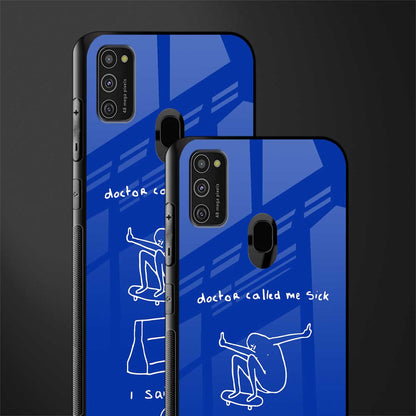 sick skateboarder blue doodle glass case for samsung galaxy m30s image-2
