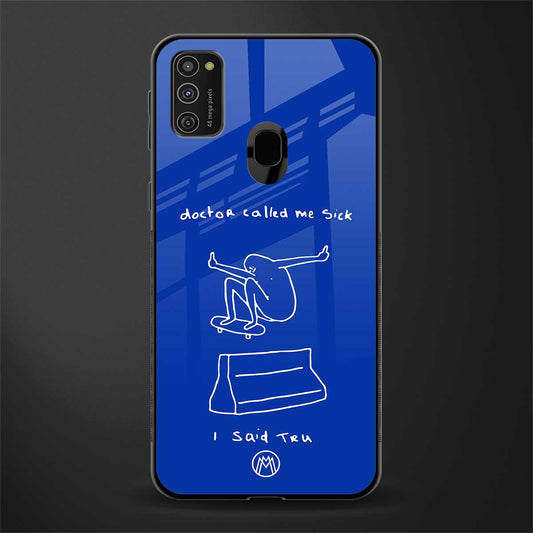 sick skateboarder blue doodle glass case for samsung galaxy m30s image