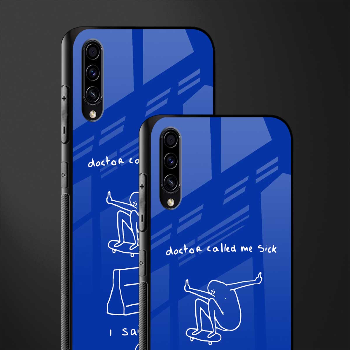 sick skateboarder blue doodle glass case for samsung galaxy a50 image-2