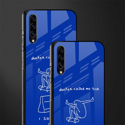 sick skateboarder blue doodle glass case for samsung galaxy a50 image-2