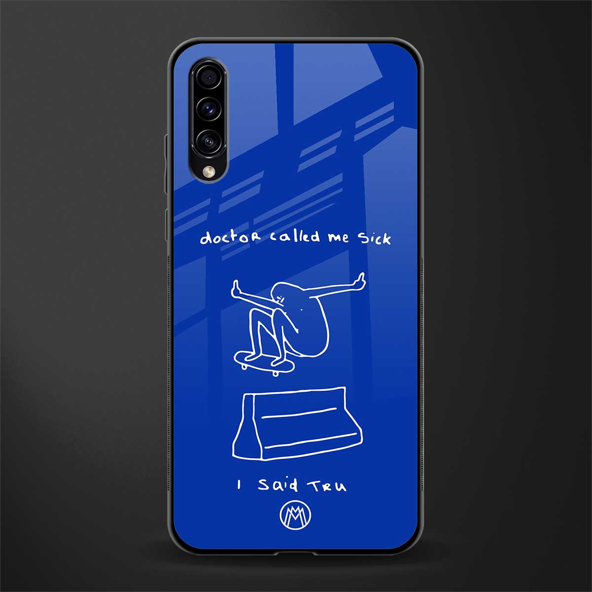 sick skateboarder blue doodle glass case for samsung galaxy a50 image