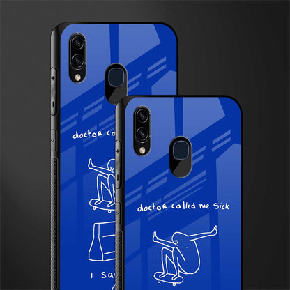 sick skateboarder blue doodle glass case for samsung galaxy a20 image-2