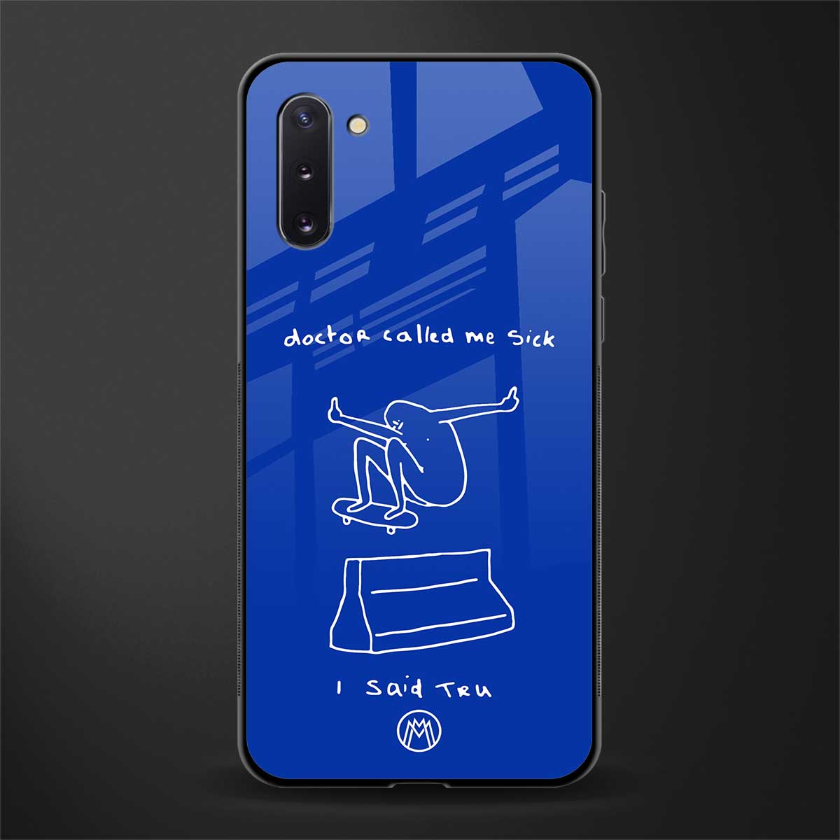 sick skateboarder blue doodle glass case for samsung galaxy note 10 image