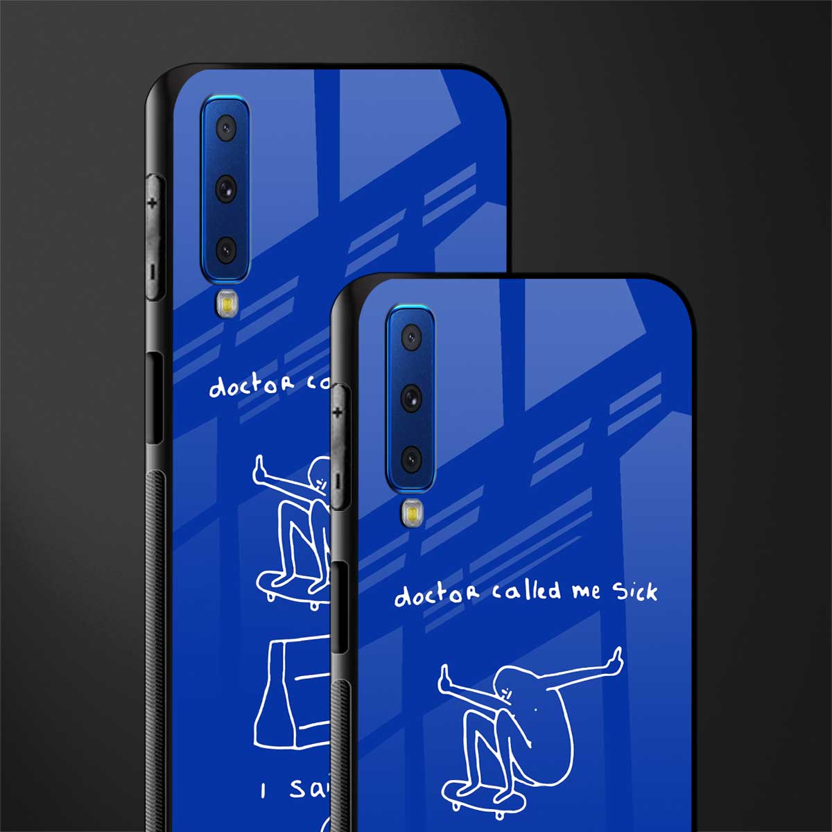 sick skateboarder blue doodle glass case for samsung galaxy a7 2018 image-2