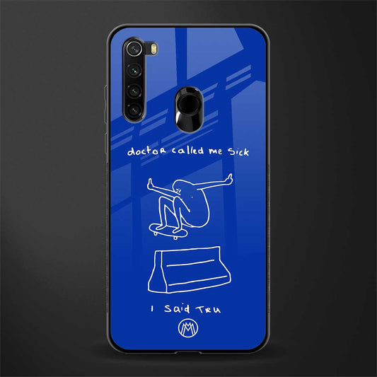 sick skateboarder blue doodle glass case for redmi note 8 image