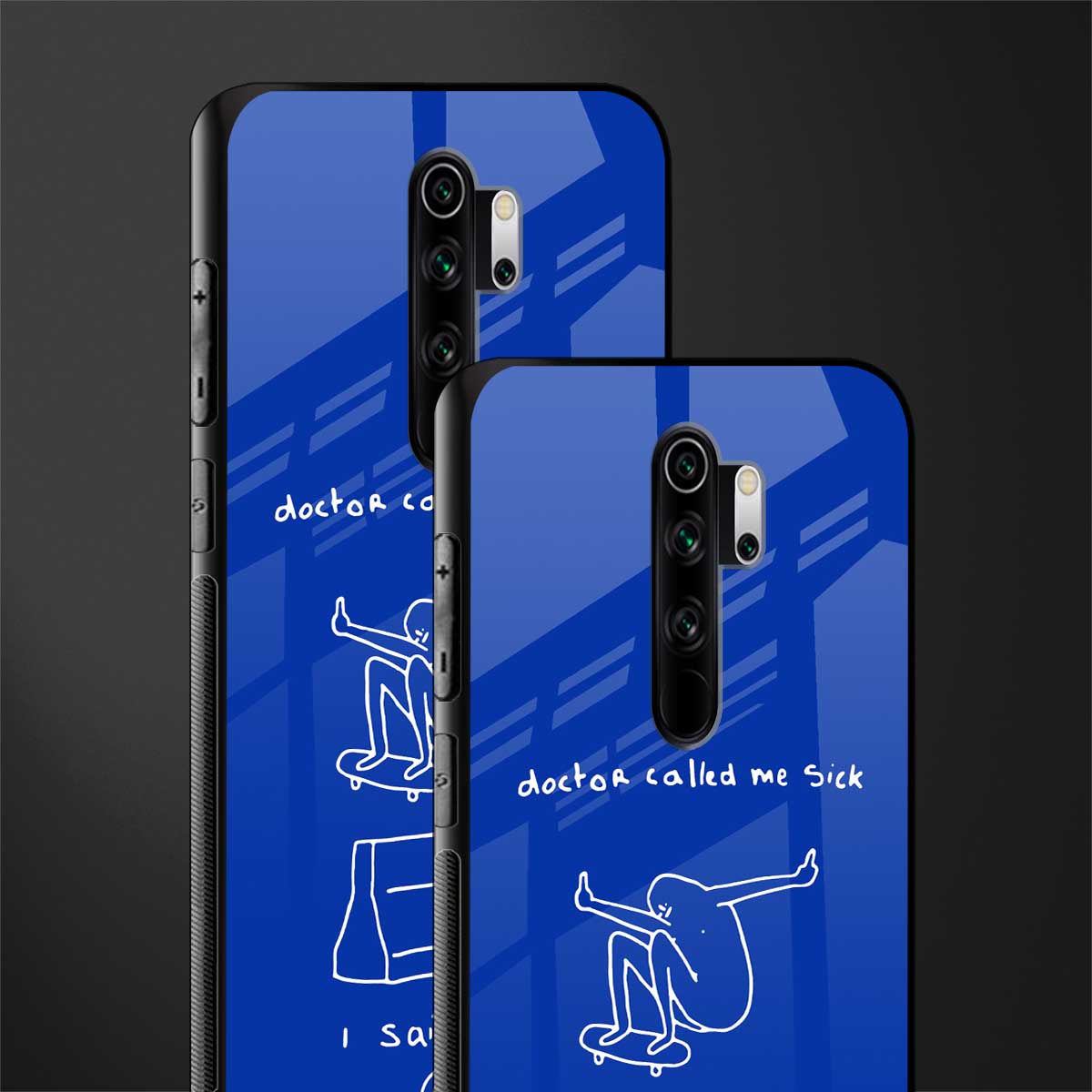 sick skateboarder blue doodle glass case for redmi note 8 pro image-2