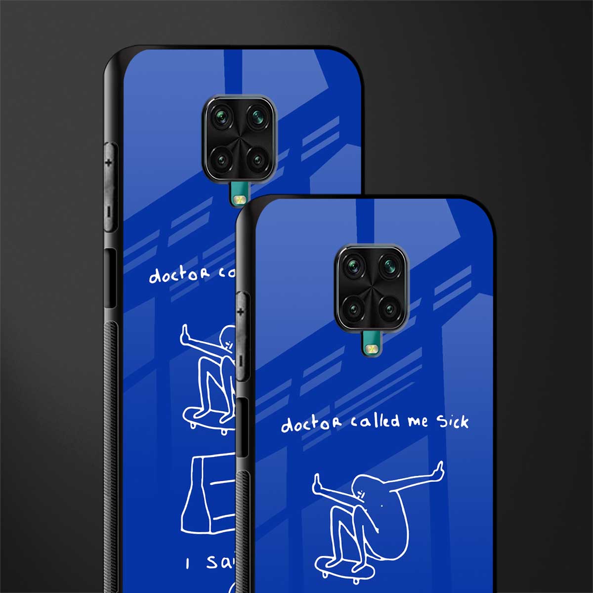 sick skateboarder blue doodle glass case for poco m2 pro image-2