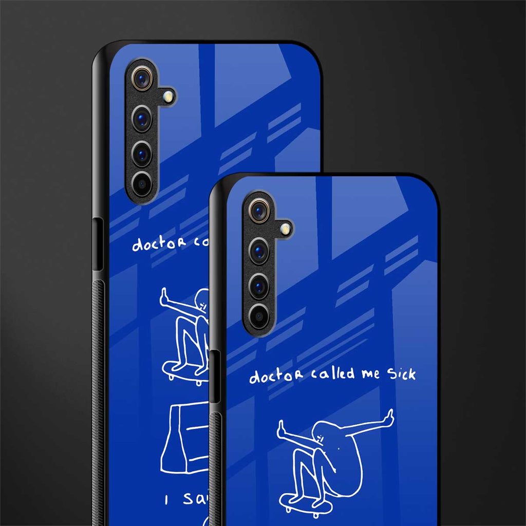 sick skateboarder blue doodle glass case for realme 6 pro image-2