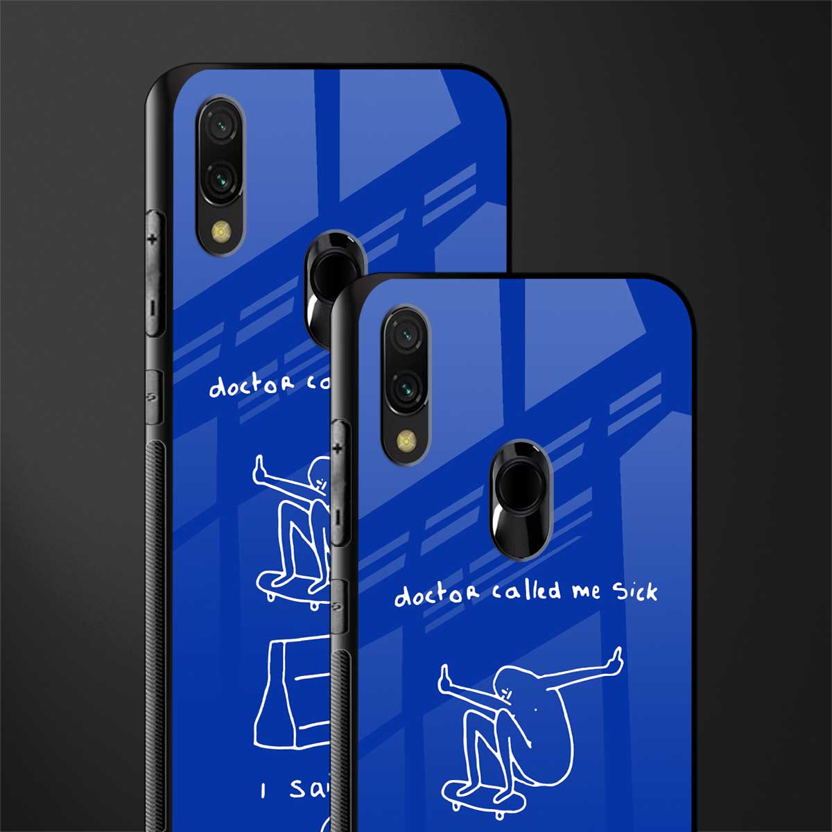 sick skateboarder blue doodle glass case for redmi note 7 image-2