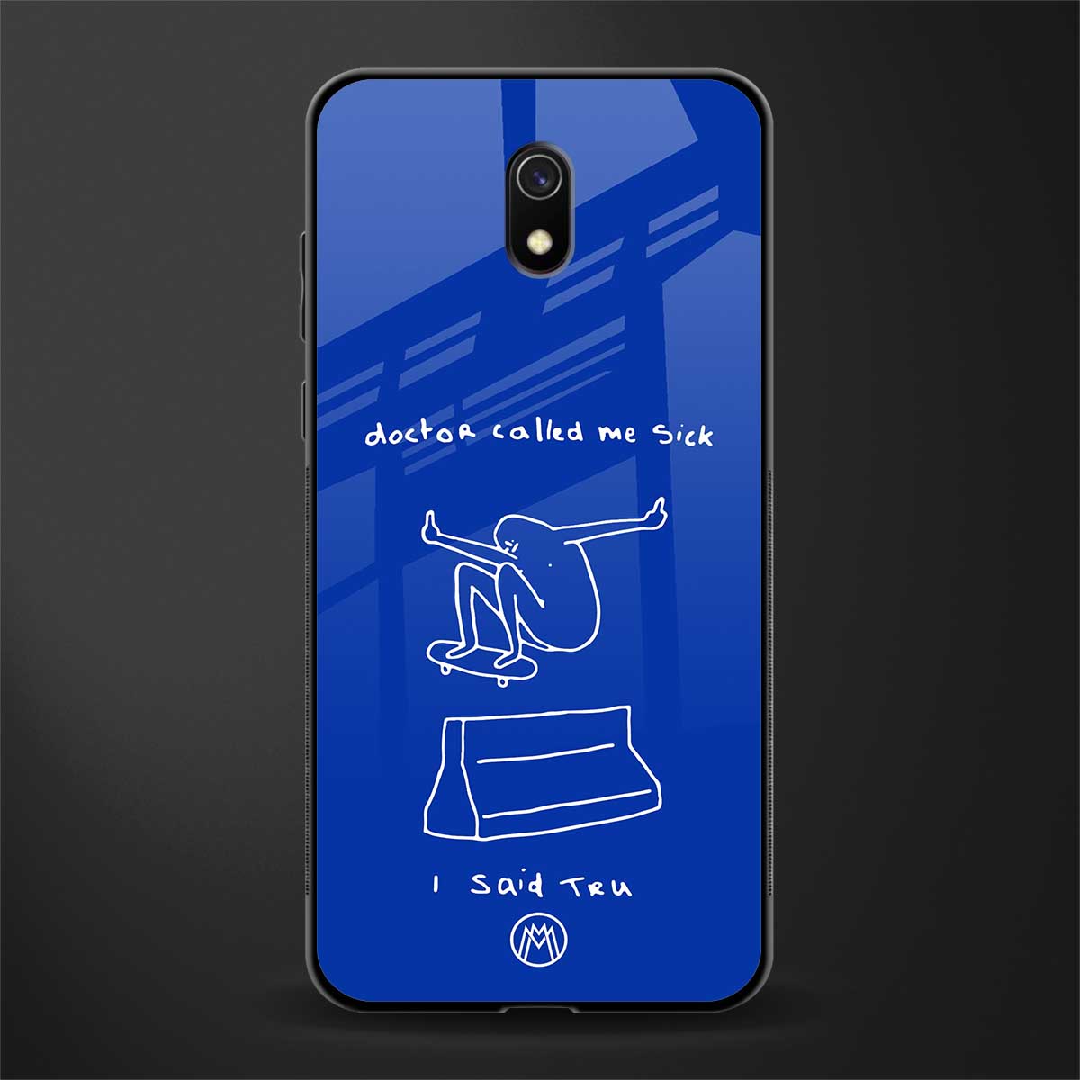 sick skateboarder blue doodle glass case for redmi 8a image