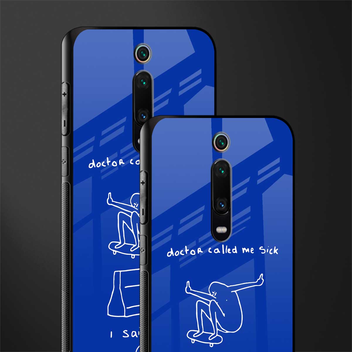 sick skateboarder blue doodle glass case for redmi k20 pro image-2