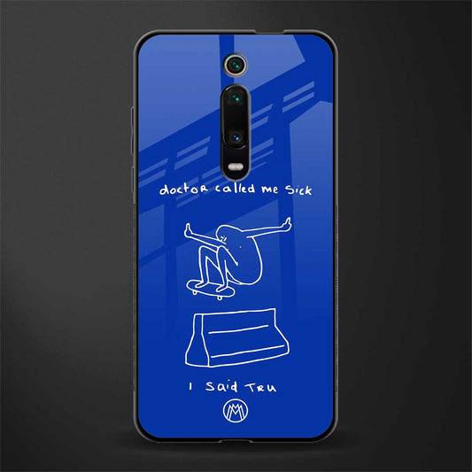 sick skateboarder blue doodle glass case for redmi k20 image