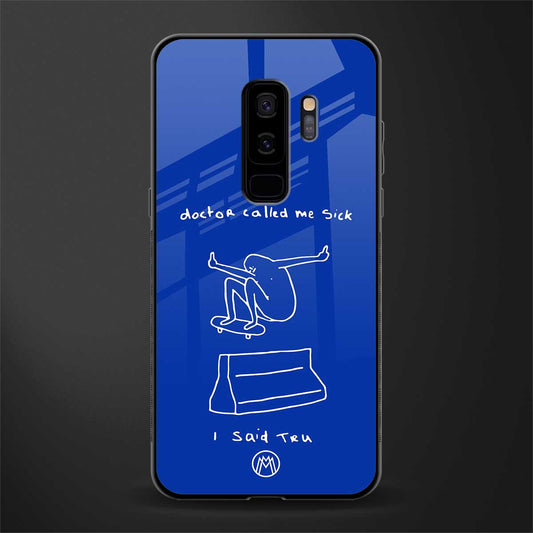 sick skateboarder blue doodle glass case for samsung galaxy s9 plus image