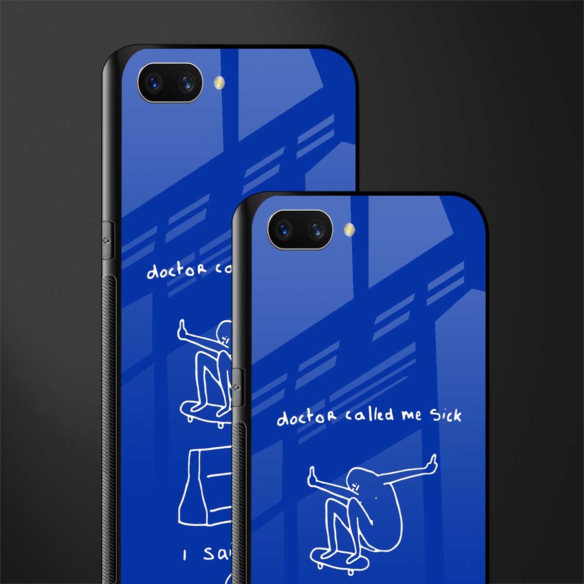 sick skateboarder blue doodle glass case for oppo a3s image-2