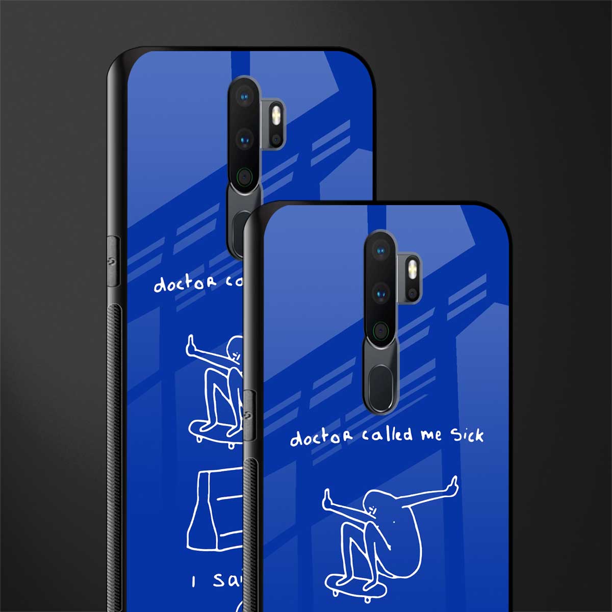 sick skateboarder blue doodle glass case for oppo a5 2020 image-2